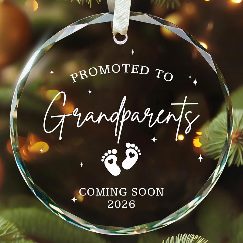 SUCHAGIFT Grandparents Gifts - First Time Grandparents Gifts for Grandma, Grandpa - Baby Pregnancy Announcement Ornament for New Grandma - Grandpa to Be Ornaments - Glass Ornament 2026 - Image 1